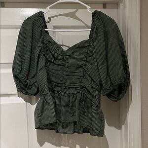 Express Dark Green Ruched Blouse